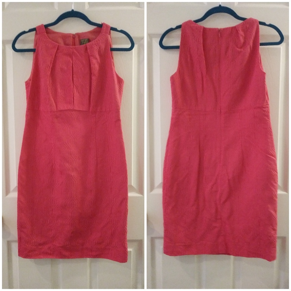 Coral Pleated Sleeveless Bodycon Midi Dress SIze S - Picture 1 of 4